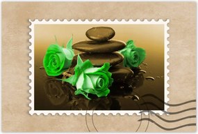 Poszter 60x40 Zöld rózsák bronzban