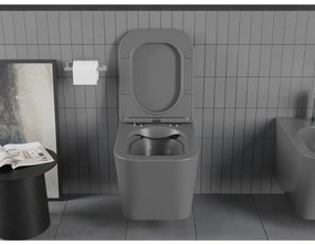 Mexen Teo WC Rimless WC lappal vékony, hőre keményedő, sötétszürke matt, 30854071