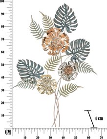 Trópusi levél fali dekoráció, zöld-réz - BOUQUET TROPIQUE