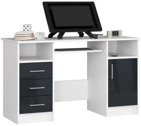 PC asztal Aziza  (fehér + fényes grafit). Akció -15%. 1069607