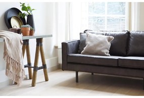 Fekete bőrutánzat kanapé 277 cm Rodeo – WOOOD