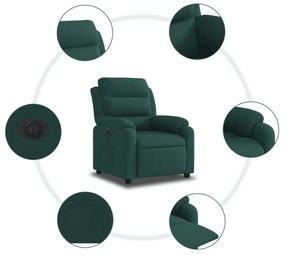 vidaXL sötétzöld bársony elektromos dönthető fotel