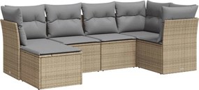 vidaXL 6 részes bézs polyrattan kerti ülőgarnitúra párnával
