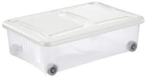 Tontarelli Stockbox tároló doboz fedéllel 28 l, átlátszó/fehér