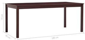 Sötétbarna fenyőfa étkezőasztal 180 x 90 x 73 cm