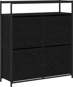 vidaXL Cipőszekrény polcokkal Fekete tölgy 100 x 34 x 112 cm Faanyag