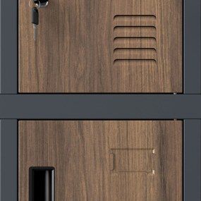 Rekeszes szekrény ROBERT, 1360 x 1720 x 450 mm, Eco Design: antracit/ diófa színben