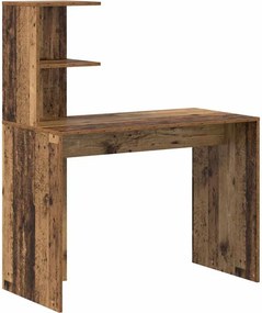 vidaXL Asztal polcokkal tárolóval Öreg fa 102 x 50 x 124 cm Faanyag