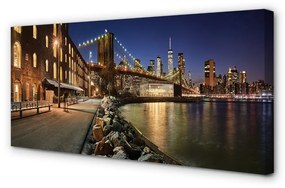 Canvas képek Éjszaka folyó felhőkarcolók 100x50 cm