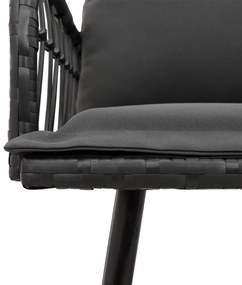 Kerti Pad Fekete 114x64x78 cm Polirattan