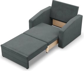 Vertico fekvőfotel, 80 cm széles, bársony, szürke