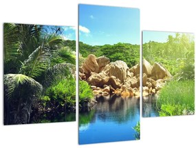 A tó képe a Seychelle-szigetek dzsungelében (90x60 cm)