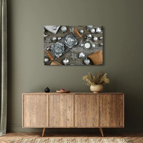Kép - ezüst karácsonyi dekoráció (90x60 cm)