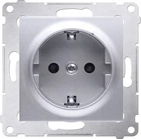 Kontakt Simon Egyfészkű Schuko Aljzat 16A 250V Ezüst Matt DGSz1Z.01/43