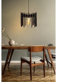 Csillár zsinóron 1xE27/60W/230V fekete átm. 23 cm