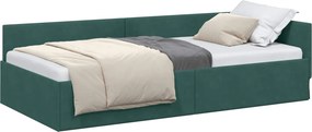 vidaXL Sarokágy keret fejtámlával Sötétzöld 80 cm x 200 cm Bársony