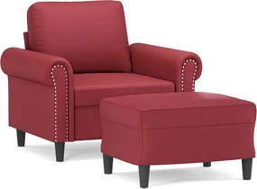 vidaXL bordó műbőr kanapéfotel lábtartóval 60 cm