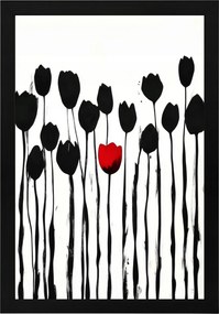 Poszter Keret Fa Grafika Természet Kert Virágok Tulipán Modern 40x60