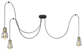 Helam Csillár zsinóron TUBE LONG 3xE27/15W/230V fekete/arany HE1613