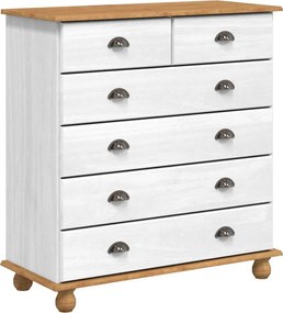 vidaXL Fiókos Szekrény ASKIM Fehér 91 x 40 x 95,5 cm Tömör fenyőfa