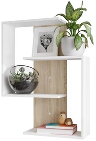 Fali polc MORIKO 85x65 cm fehér/sonoma tölgy