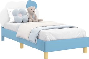 vidaXL Gyerekágy kerettel fejtámlával Kék 80 x 160 cm PU