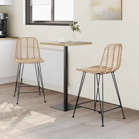 Bárszék 2 pcs Természetes 44,5 x 54,5 x 97,5 cm Rattan és Vas