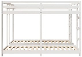 vidaXL Háromszintes emeletes ágykeret Fehér 200 x 200 cm Tömör fenyőfa