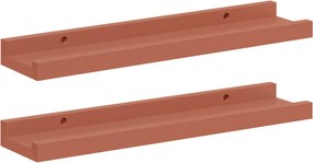 vidaXL Falpolc polcokkal tárolóval 2 pcs Piros 40 x 9 x 3 cm Faanyag