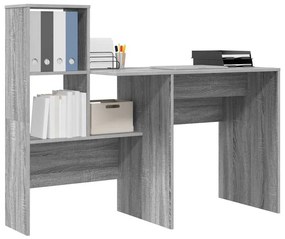 Asztal polcokkal Szürke sonoma 131.5 x 50 x 106.5 cm Faanyag