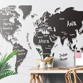 Öntapadó tapéta egyedi világtérkép fekete fehérben