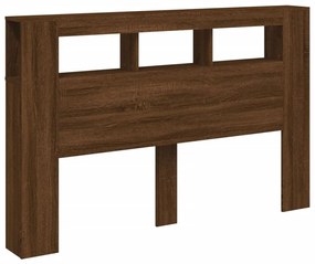 barna tölgyszínű szerelt fa LED-es fejtámla 160x18,5x103,5 cm