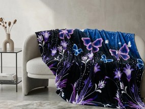 Mikroplüss takaró VIOLET BUTTERFLY sötétkék Méret: 160 x 200 cm