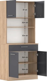 Négyajtós szekrény, artisan tölgy/grafit, DOMIS NEW