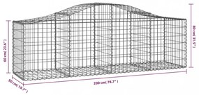 vidaXL 7 db íves horganyzott vas gabion kosár 200x50x60/80 cm