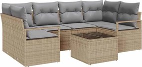 vidaXL Kanapé Szett 7 pcs Barna és szürke polirattan