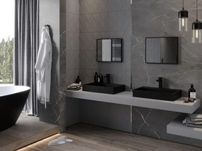 Mexen Loft téglalap alakú fürdőszobai tükör 50 x 40 cm, fekete keret - 9852-050-040-000-70