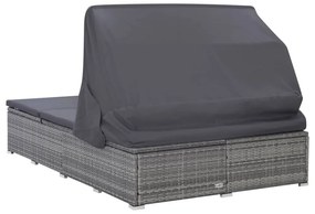 kétszemélyes szürke polyrattan napozóágy párnával
