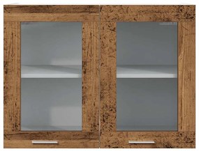 antik fa színű szerelt fa függő üvegszekrény 80 x 31 x 60 cm