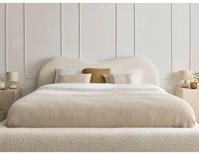 Bézs kárpitozott ágyneműtartós franciaágy ágyráccsal 140x190 cm Orlane – Bobochic Paris