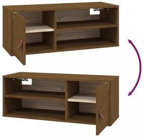 2 db mézbarna tömör fenyőfa faliszekrény 80 x 30 x 30 cm