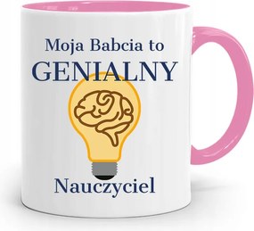 Rózsaszín Bögre Nagymamáknak Zseniális Tanár nyomott mintával