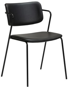 Zed design szék, vintage fekete műbőr, fekete fém láb
