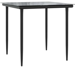 3 részes fekete polyrattan kerti étkezőgarnitúra párnákkal