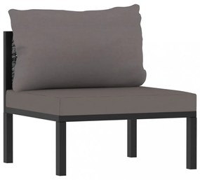 9 részes antracitszürke kerti polyrattan ülőgarnitúra párnákkal