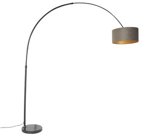 Ív lámpa fekete bársony árnyékolóval bézs aranyozással 50 cm - XXL