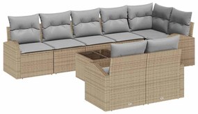 vidaXL Kerti Kanapé Szett 9 pcs Bézs és világosszürke polirattan