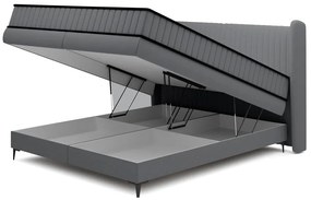 Kontinentális franciaágy 140 cm Dalmo 140 (ágyráccsal) (tárolóhellyel) (világos szürkés fekete + fekete). 1099686