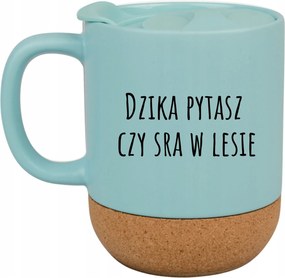 Kék Bögre Fedéllel És Parafa Aljjal Vaddisznó Ajándék