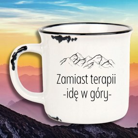Bögre Fehér Retro Vicces Ajándék Terápia Helyett Megyek A Hegyekbe